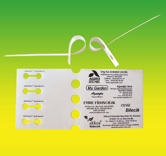 Plastik Fidan Etiketi Barkodu 5lı Şerit 750 Adet (20mm x 200 mm)